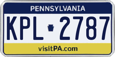 PA license plate KPL2787