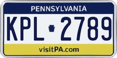 PA license plate KPL2789