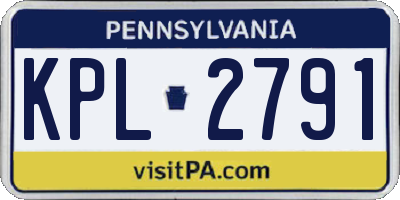 PA license plate KPL2791
