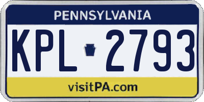 PA license plate KPL2793