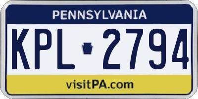 PA license plate KPL2794