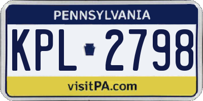 PA license plate KPL2798