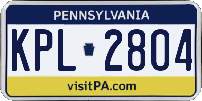 PA license plate KPL2804