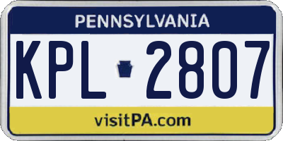 PA license plate KPL2807