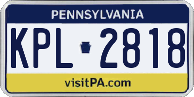 PA license plate KPL2818