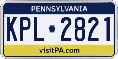 PA license plate KPL2821