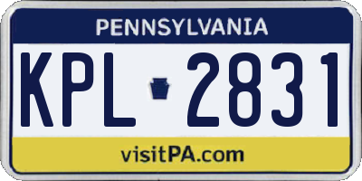 PA license plate KPL2831