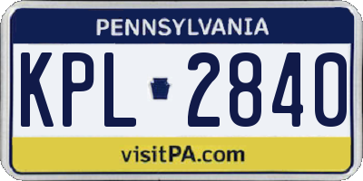 PA license plate KPL2840