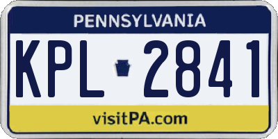 PA license plate KPL2841