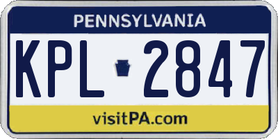 PA license plate KPL2847