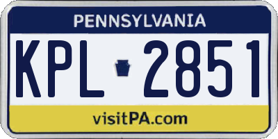 PA license plate KPL2851