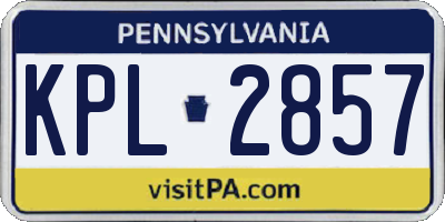 PA license plate KPL2857