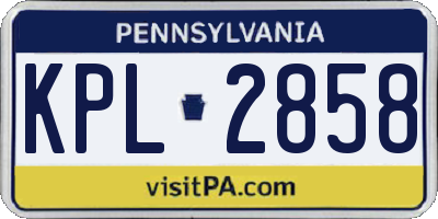 PA license plate KPL2858