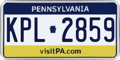 PA license plate KPL2859