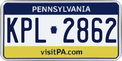 PA license plate KPL2862