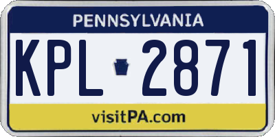PA license plate KPL2871