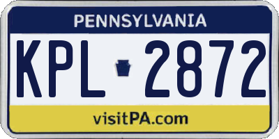 PA license plate KPL2872