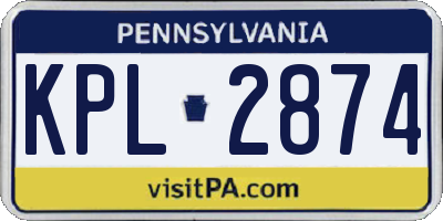 PA license plate KPL2874