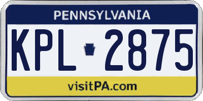 PA license plate KPL2875