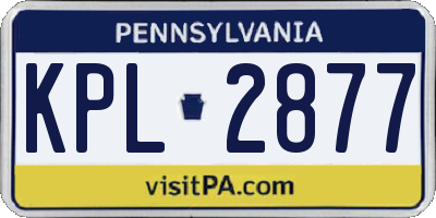 PA license plate KPL2877