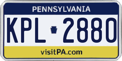 PA license plate KPL2880