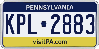 PA license plate KPL2883