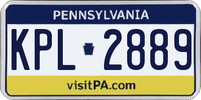 PA license plate KPL2889