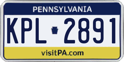 PA license plate KPL2891