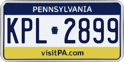 PA license plate KPL2899