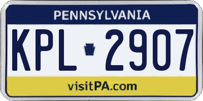 PA license plate KPL2907