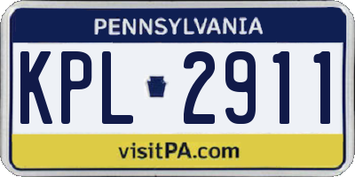 PA license plate KPL2911