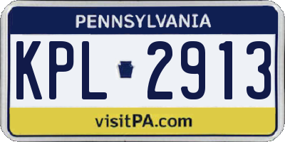 PA license plate KPL2913