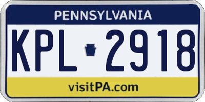 PA license plate KPL2918