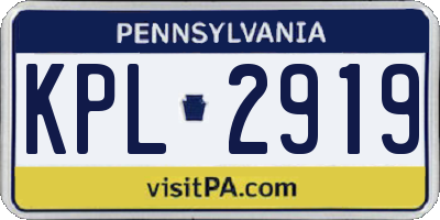 PA license plate KPL2919
