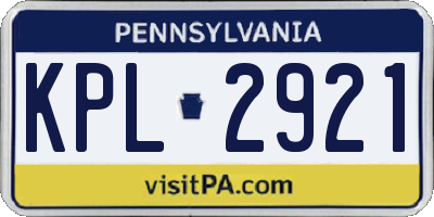 PA license plate KPL2921