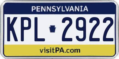 PA license plate KPL2922