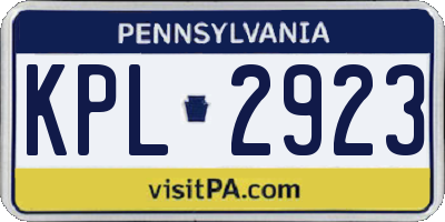 PA license plate KPL2923