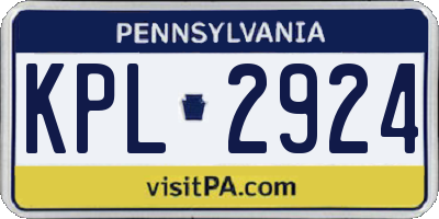 PA license plate KPL2924