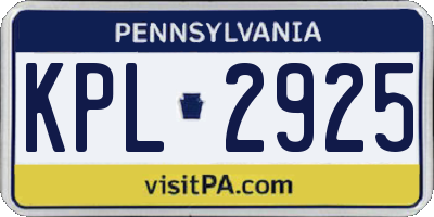 PA license plate KPL2925