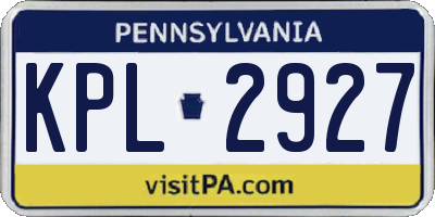 PA license plate KPL2927