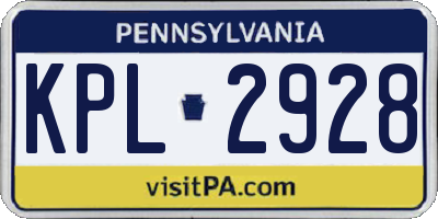 PA license plate KPL2928