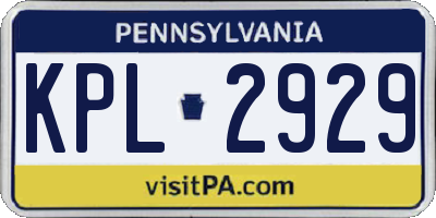 PA license plate KPL2929