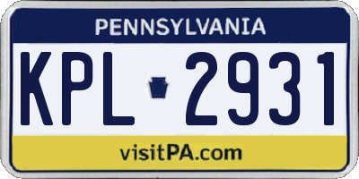 PA license plate KPL2931