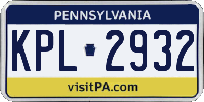 PA license plate KPL2932