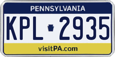 PA license plate KPL2935