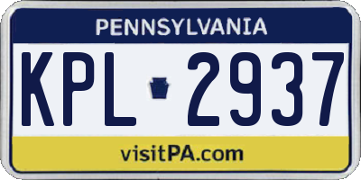 PA license plate KPL2937