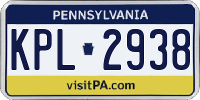 PA license plate KPL2938