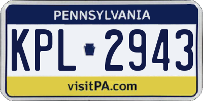 PA license plate KPL2943