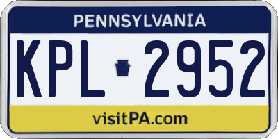 PA license plate KPL2952
