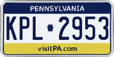 PA license plate KPL2953